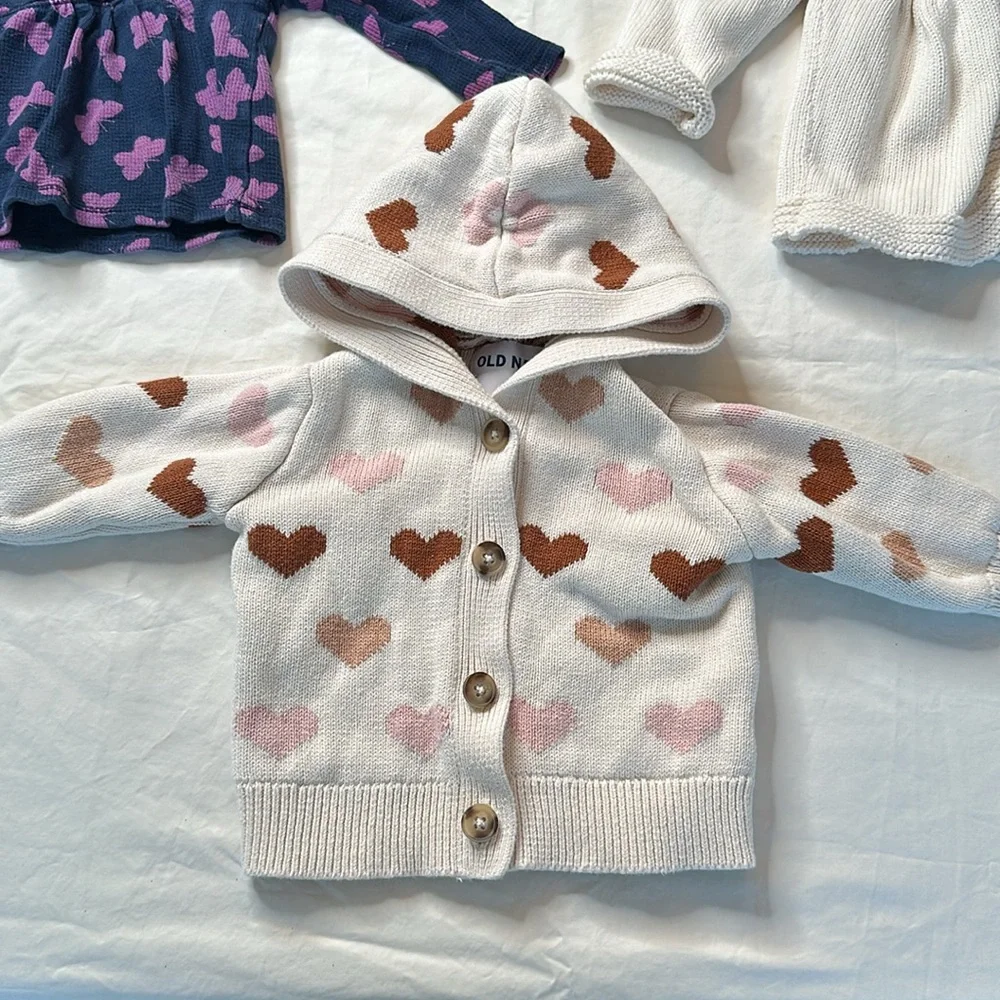 Old Navy Purple and White Hoodies for Cozy Comfort. Size 6-12 months. Butterfly